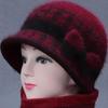 New Winter Women's Wool Hat: Warm Velvet-Lined, Large Brim with Bow - Perfect for Middle-aged and Elderly Ladies