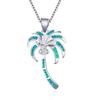 Модное ожерелье-подвеска в виде растения кокосовой пальмы для женщин, девушки, инкрустированное синим имитационным опалом, ожерелье с кубическим цирконием, свадебные украшения, подарки