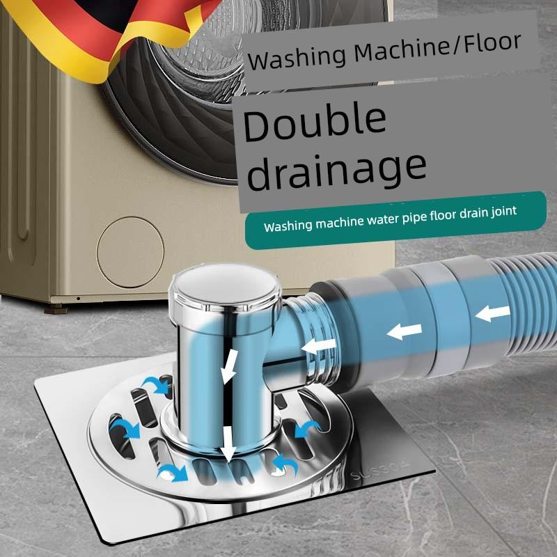 Downcomer Three-Head through Washing Machine Drain-Pipe Tee Split Floor Drain Water Flow Device One Divided into Two Type Joint Port Docking Device