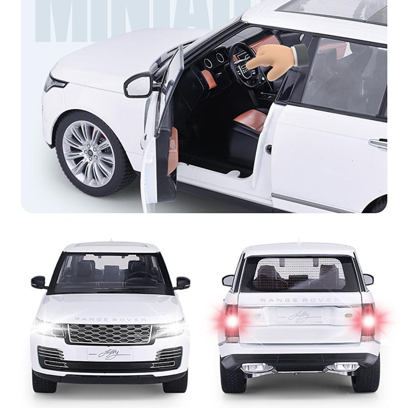 1/18 Range Rover Sports Металлическая модель автомобиля Литье под давлением Металлическая игрушка Внедорожники Модель автомобиля Имитация звука и света Подарки для детей