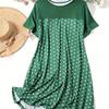 Spring and Summer Polka Dot Round-neck Short-sleeved Nightgown Comfortable Dress for Women
