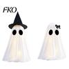 Ghost-themed Decoration Halloween Ghost Decoration, Light-Up with Witch Hat/Bow, Seasonal Holiday Decor Spooky Standing for Porch Yard Outdoor Party