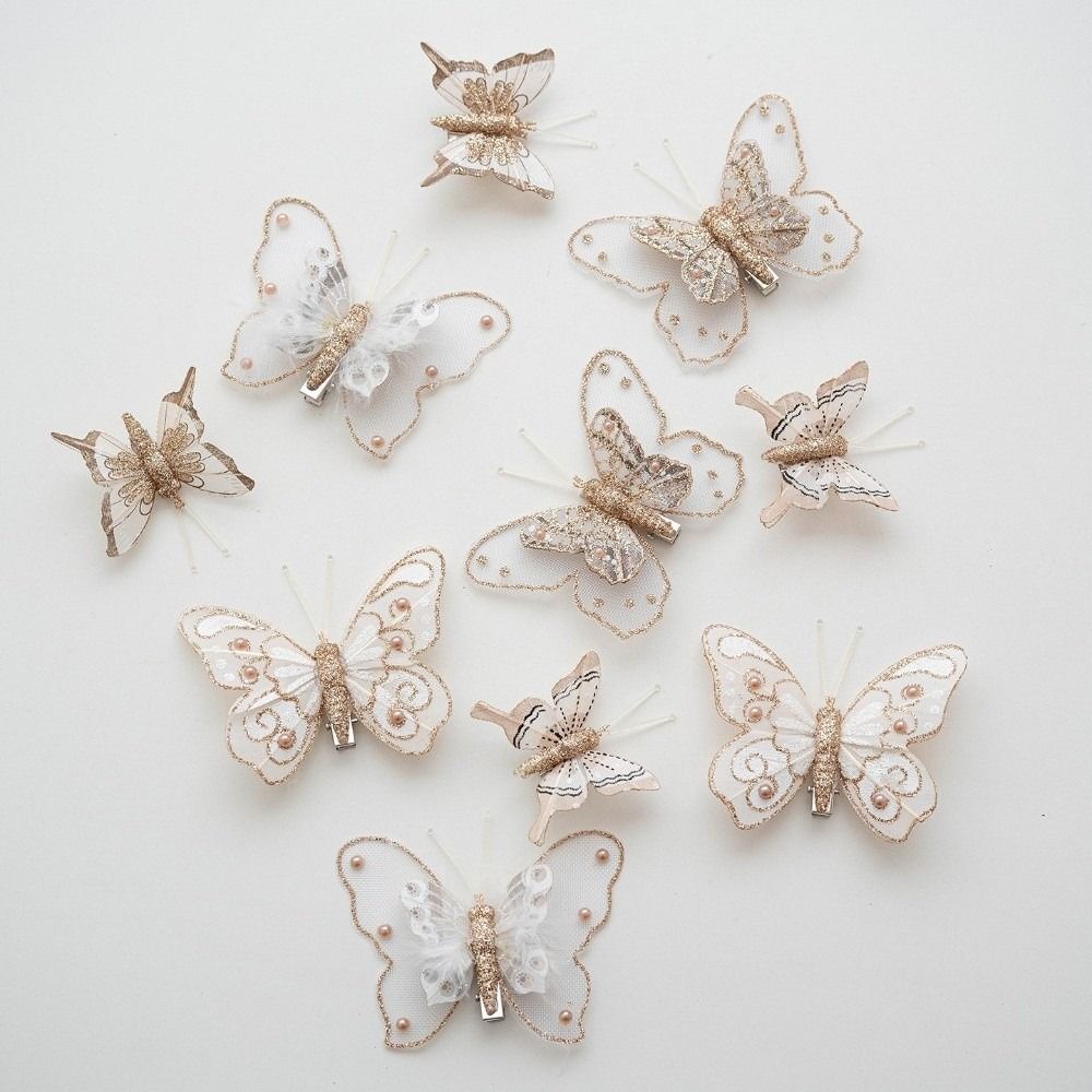 5-7cm Butterfly Christmas Decoration Plastic Feather Colorful Simulation Butterfly Pendant Handmade with Clip