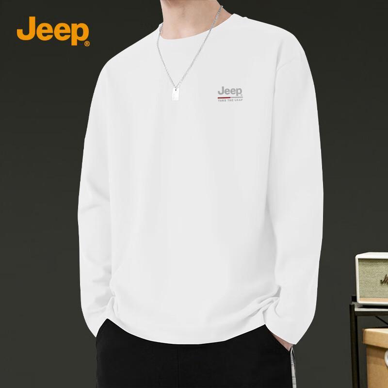 Jeep Мужская футболка с длинным рукавом и круглым вырезом из чистого хлопка