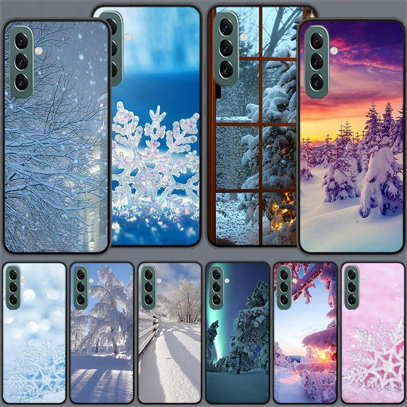 New Landscape Winter Light Snow Luxury Phone Case For Samsung S24 FE Galaxy S22 Ultra S25 Edge S21 S23 FE S20 Plus Cover Shell C