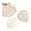 Large Hollow Leaf Decor 3Pcs Wooden Monstera Wall Decorations, Bohemian Hanging Ornament, Tropical Natural Wood Art for Home Living Room Bedroom