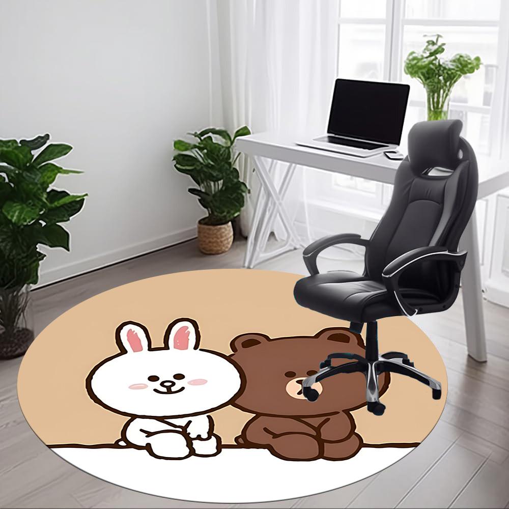 1pc BROWN Bear CONY Office Round Area Rug, Under Office Chairs Bedroom Living Room Home Decor a1022128
