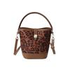 Trendy Black And Brown Color Block Bucket Bag Stylish Casual Design For Women