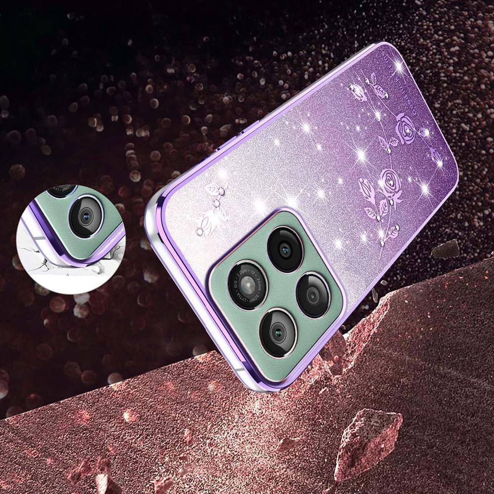 Case for Motorola Edge 70, Glitter Flower, Purple