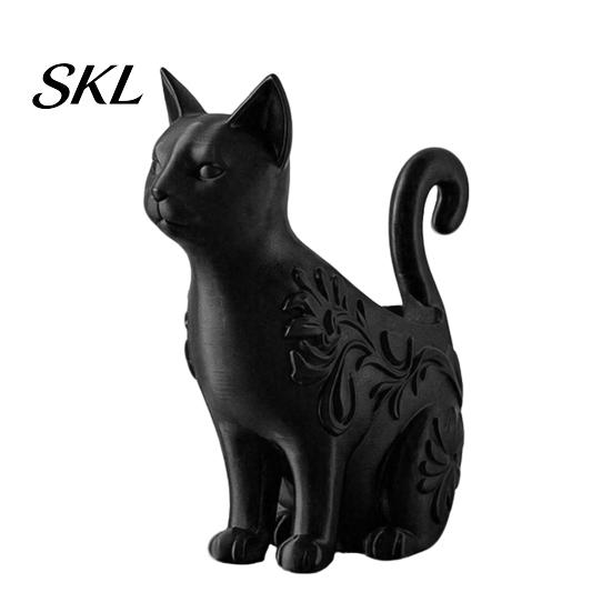 Retro Black Cat Incense Holder 3D Printed Figurines, Multi-purpose Mini Flower Matte Storage Tube Pot, Desktop Organizer for Home Decor & Lovers