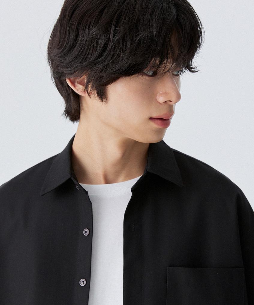 STENDS [M~4XL] Льняная оверсайз футболка с коротким рукавом на весь день_Черная