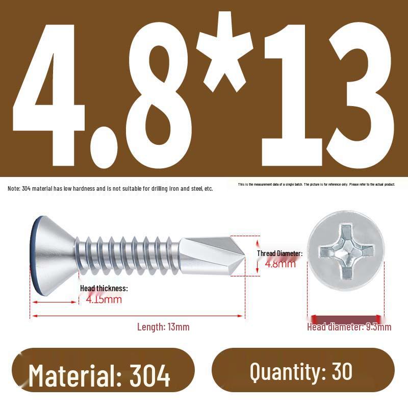 Винты с плоской головкой, из нержавеющей стали, с синим цинковым покрытием, самосверлящие и самонарезающие M3.9-M5.5