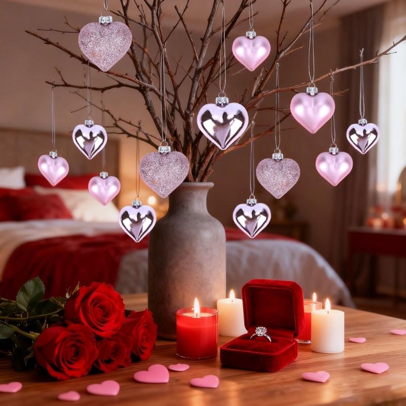 Heart Ornament Heart Baubles Hanging Ornament for Valentine Day Decors Mother Day Christmas Tree Wedding Party Decoration