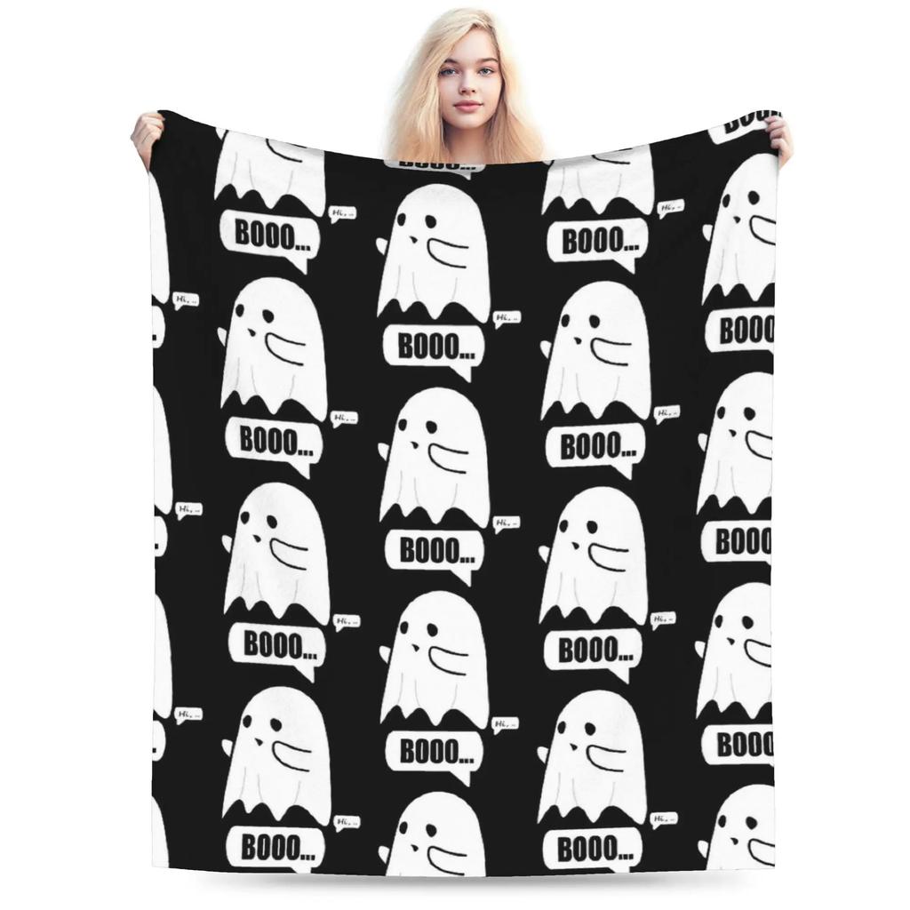 Warm Flannel Throw Blanket for Girls Boys Airplane Travel Purple Spooky Halloween Ghosts Design for Sofa Bed Chair Cover