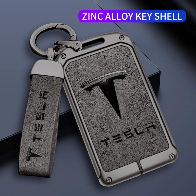 Car Metal Key Case Cover For Tesla Model 3 Model S Model X Model Y Roadster Cybertruck Keyless Card Protector Holder Accessories