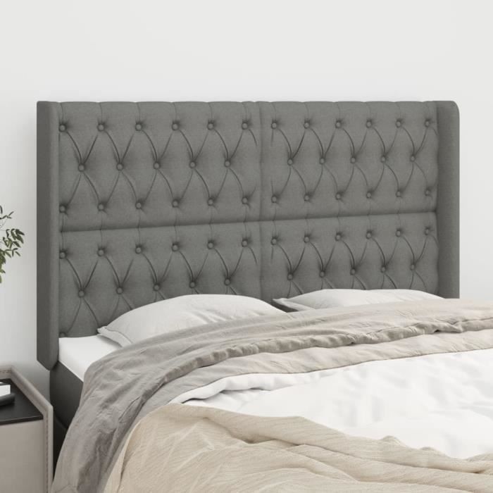 VidaXL Headboard with Ears Dark Grey 147x16x118-128 Cm Fabric3120013