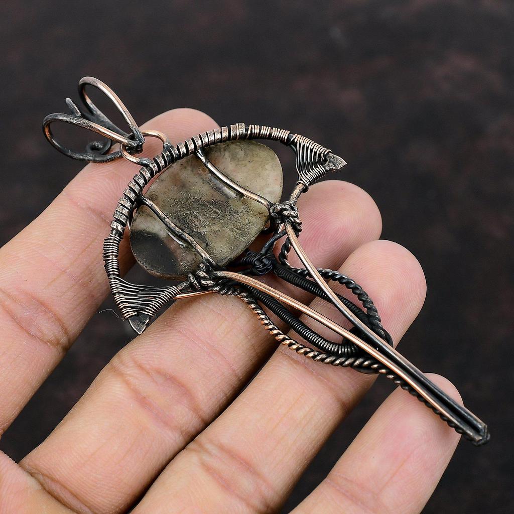 Подвеска Sunstone, медная проволочная обертка, подвеска Sunstone Gemstone, ювелирные изделия, новейший дизайн, подвеска ручной работы, медные ювелирные изделия, подарок для женщин
