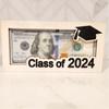 Выпускной деревянный держатель для денег Класс 2024 Кошелек для выпускников Ящик для хранения наличных Конверт Фоторамка Подарок для денег Выпускная вечеринка Украшение рабочего стола