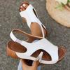 2024 New Summer Sandals Large Casual Slope Heel Thick Sole Elastic Belt Fish Mouth Sandals Casual Beach Women's Shoes