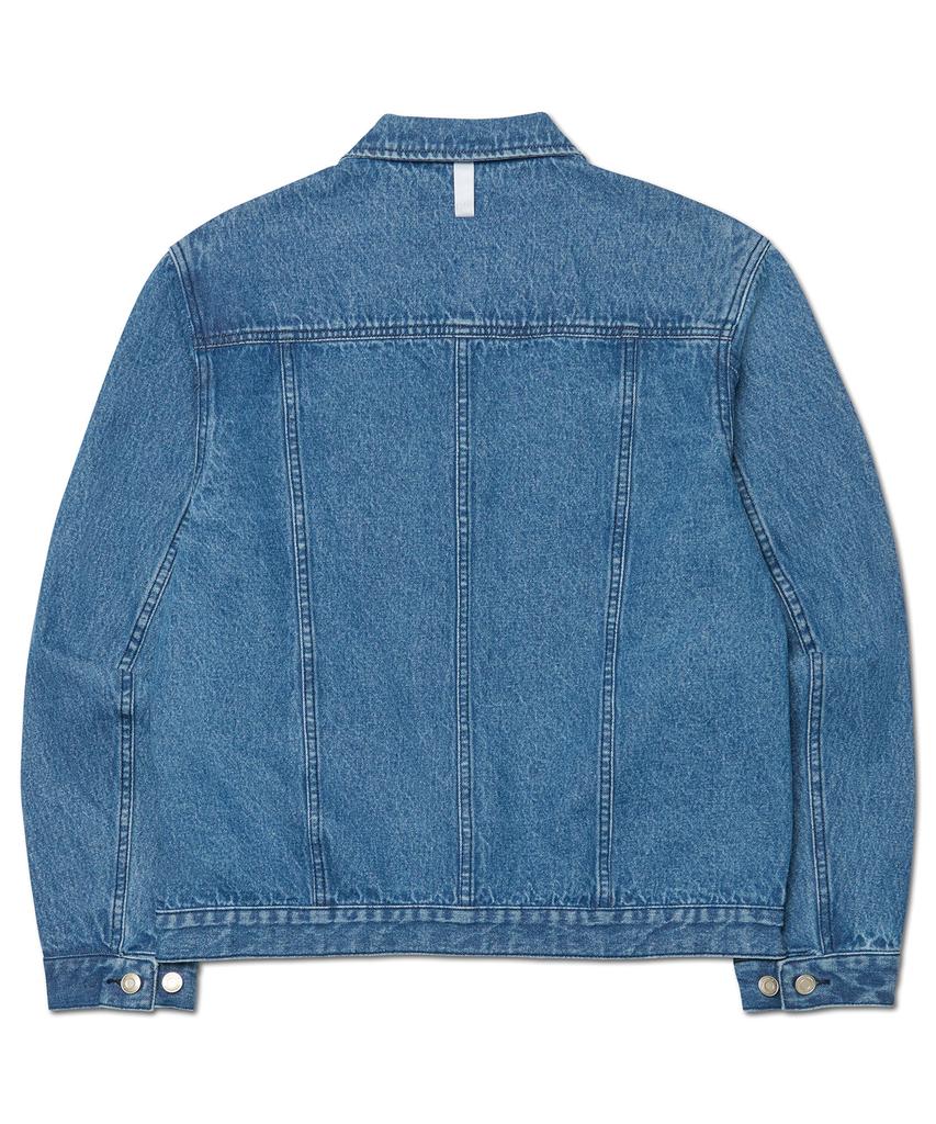 NOMANUAL Denim Trucker Zip Jacket - Washed Blue