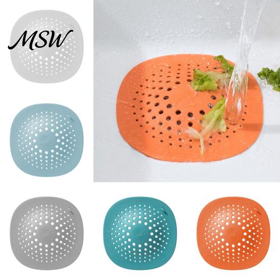 Odor Proof Drain Mat Kitchen Sink Strainer with Suction Cup, Food Residue & Hair Catcher Floor Cover, Anti Clogging Filter Mesh for Bathroom