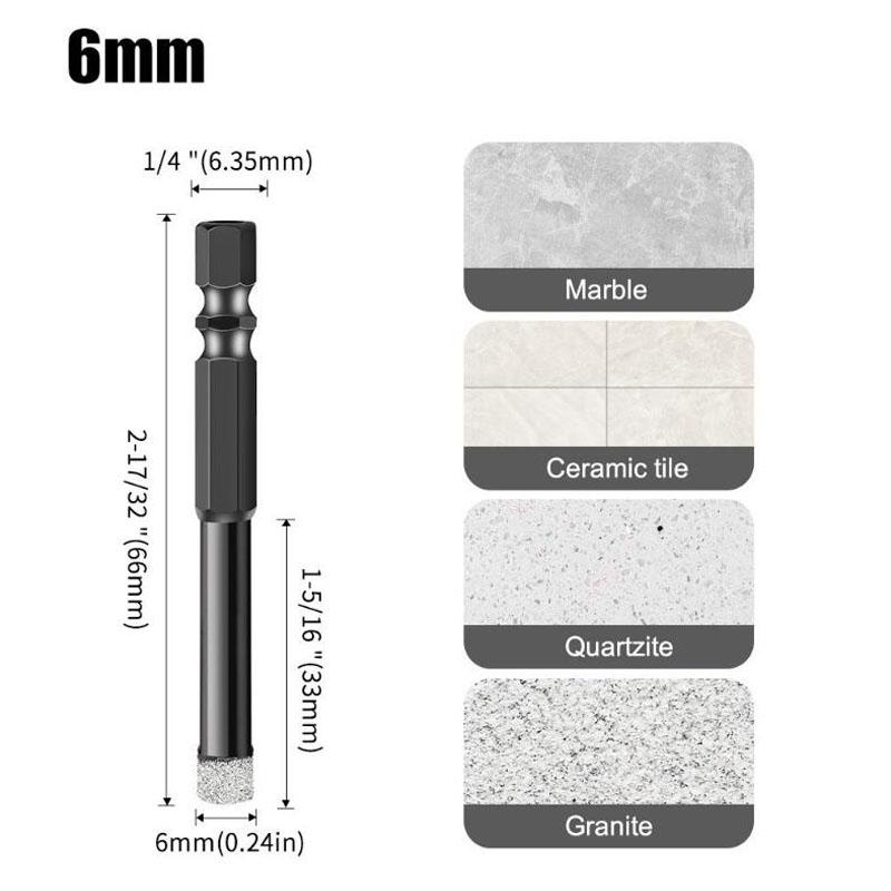 Алмазное сверло с шестигранным хвостовиком, сухое вакуумное сверление, наборы коронок, алмазное сверло для угловой шлифовальной машины, резак для плитки, кольцевая пила, инструменты
