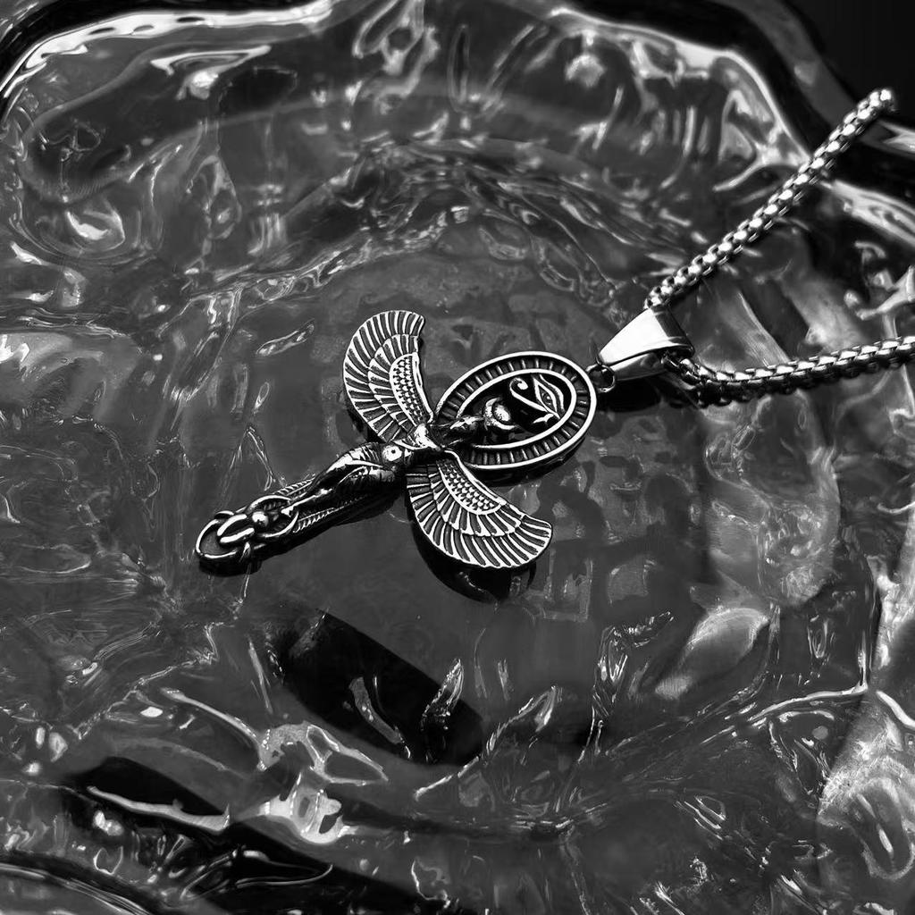 Персонализированное ожерелье «Крылатая богиня»: Подвеска Древнеегипетский Гор Анкх для мужчин