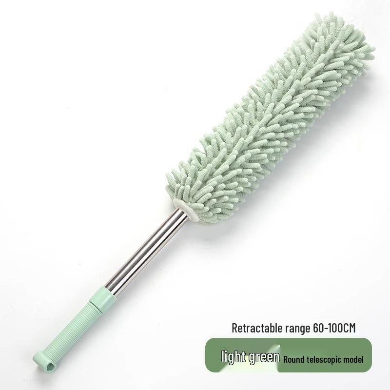 Telescopic Pole for Floor, Cabinet, and Ceiling Cleaning with Feather Duster and Dust Removal Features
