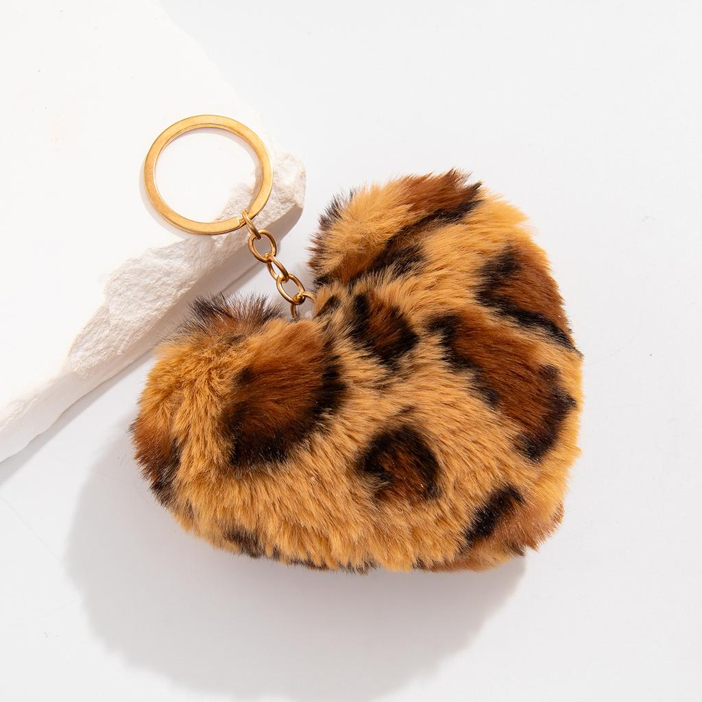 Темпераментный брелок с подвеской в виде сердца персикового цвета в стиле Майяр, с леопардовым принтом, аксессуары с преувеличенным дизайном