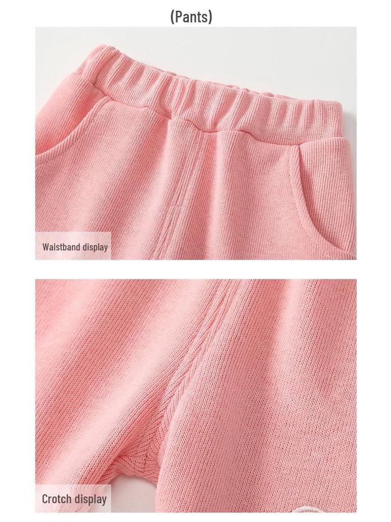 2025 Autumn Pink Floral Girls' Long Sleeve Sweatshirt & Joggers Two-Piece Set