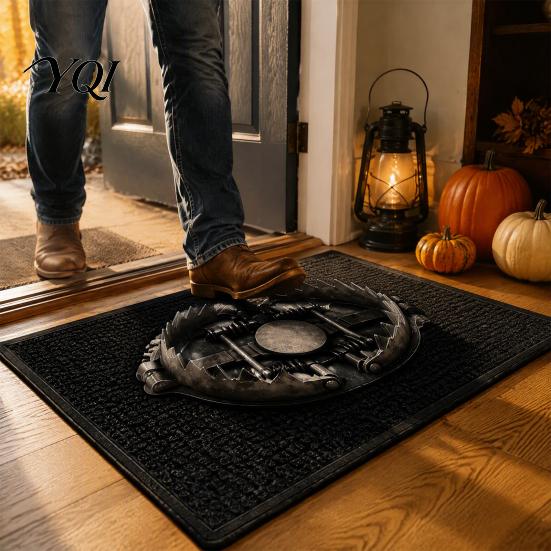 Non Slip Floor Mat 3D Trap Prank Rug, Bear Illusion Door Mat, Funny Easy Clean Entryway Rug Welcome Non-slip for Entrance Bathroom Bedroom Porch Quick
