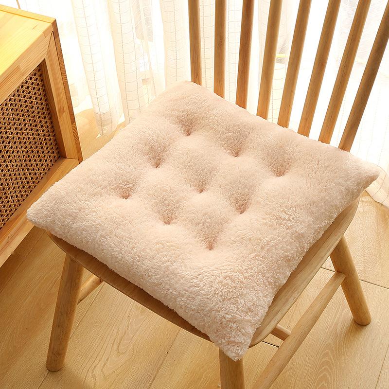Plush Cushion Home Dining Chair Cushion Thickened Warm Office Plain Dormitory Chair Cushion