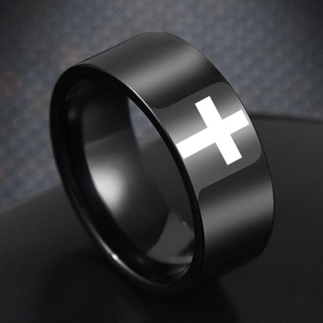 6mm 8mm Stainless Steel Cross Ring Christian Jesus Christ Lord Prayer For Men And Women