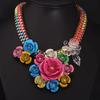 6-цветное многослойное плетеное короткое ожерелье на ключицу с цветочным узором, преувеличенные модные женские аксессуары