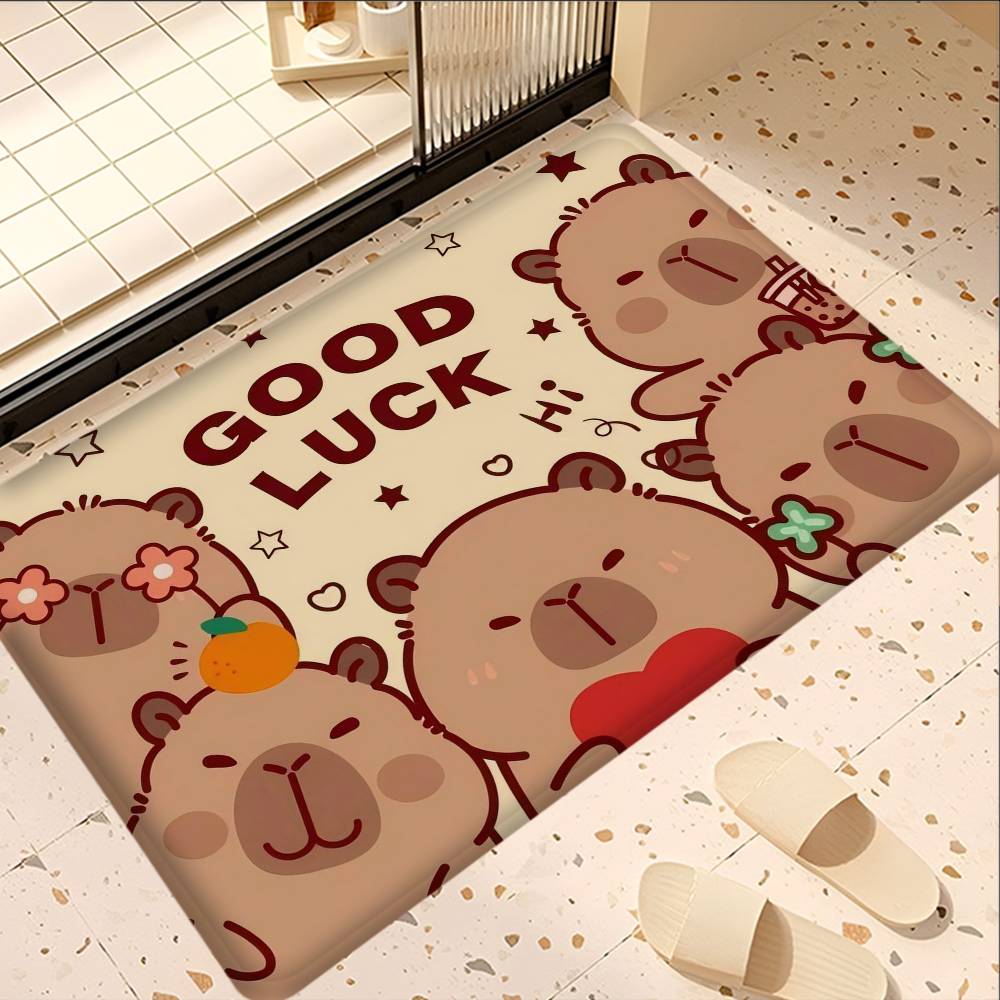 Interesting Capybara Bathroom Mat INS Style Soft Bedroom Floor House Laundry Room Mat Anti-skid Welcome Doormat