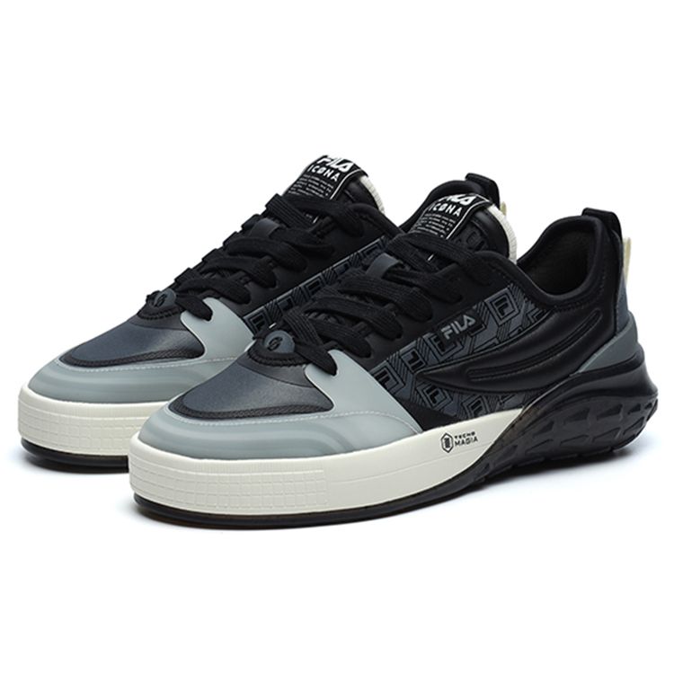 Fila Mixa Ткань Синтетическая кожа Модные Ретро Повседневные Низкие Кроссовки Мужские кроссовки Серый Черный F12M223101FTA