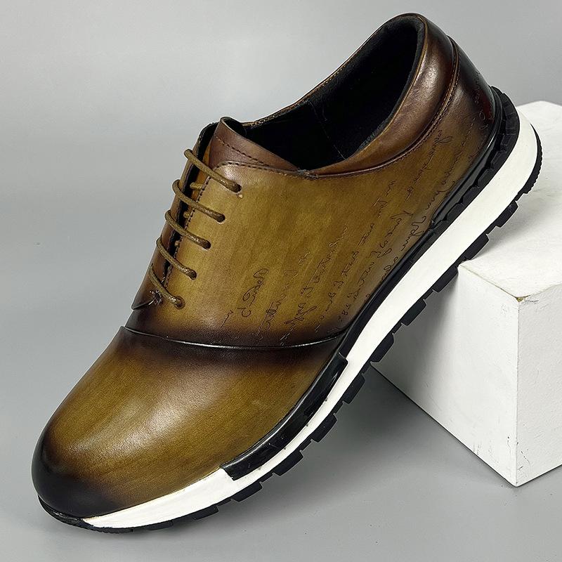 Роскошные дизайнерские мужские кроссовки из натуральной кожи с лазерной гравировкой букв на шнуровке, броги, оксфорды, повседневная городская модная обувь для мужчин