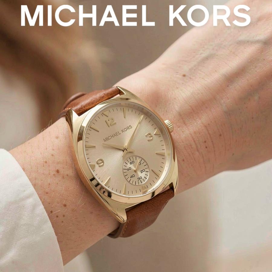 Michael Kors Женские кварцевые часы Callie с циферблатом цвета шампанского и ремешком из натуральной кожи цвета загара, 39 мм, MK2373