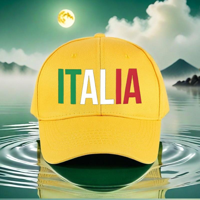 Графическая бейсболка Italia Унисекс Черная Кепка-козырек с дизайном итальянского флага Идеальна для Путешествий Уличной Моды Спорта Активного Отдыха