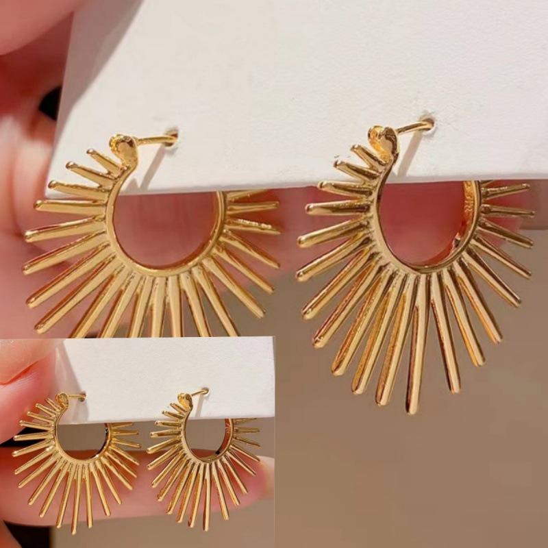 Гальванизированный сплав Хип-хоп Неправильной круглой формы Каффы - Женские серьги с дизайном, не тускнеющие