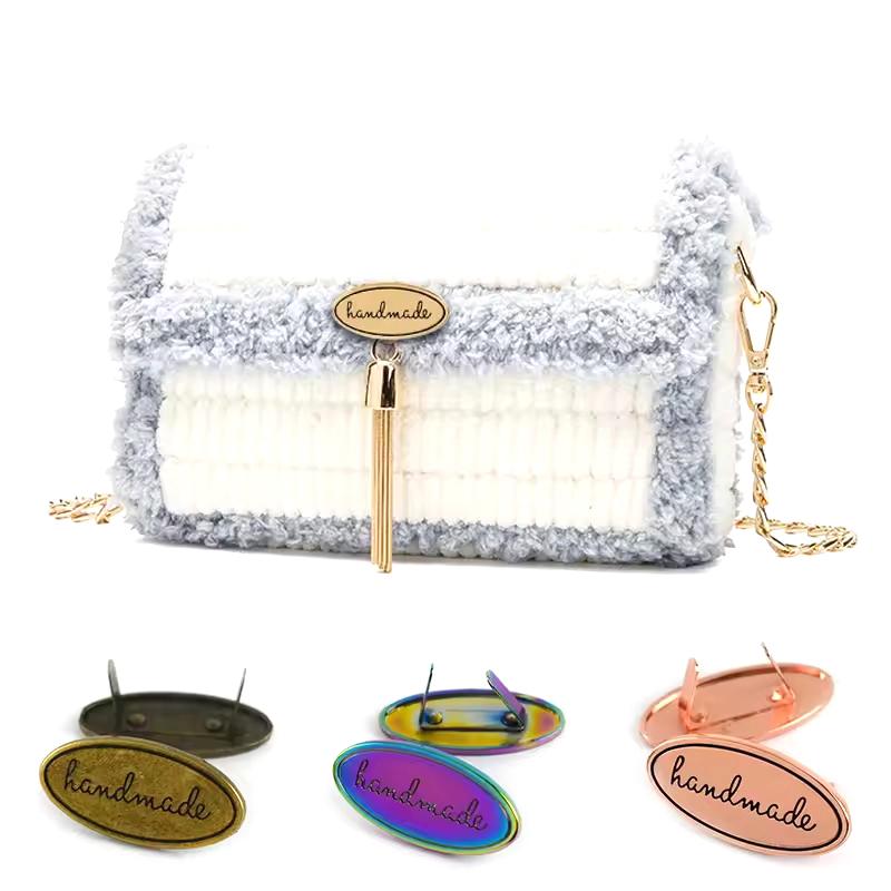 5 шт. Металлические бирки ручной работы Золотой Серебряный цвет Бирки для ремесел Одежды Бирки для сумок Кошельков Ручная работа С принтом букв Сделай сам Швейные бирки