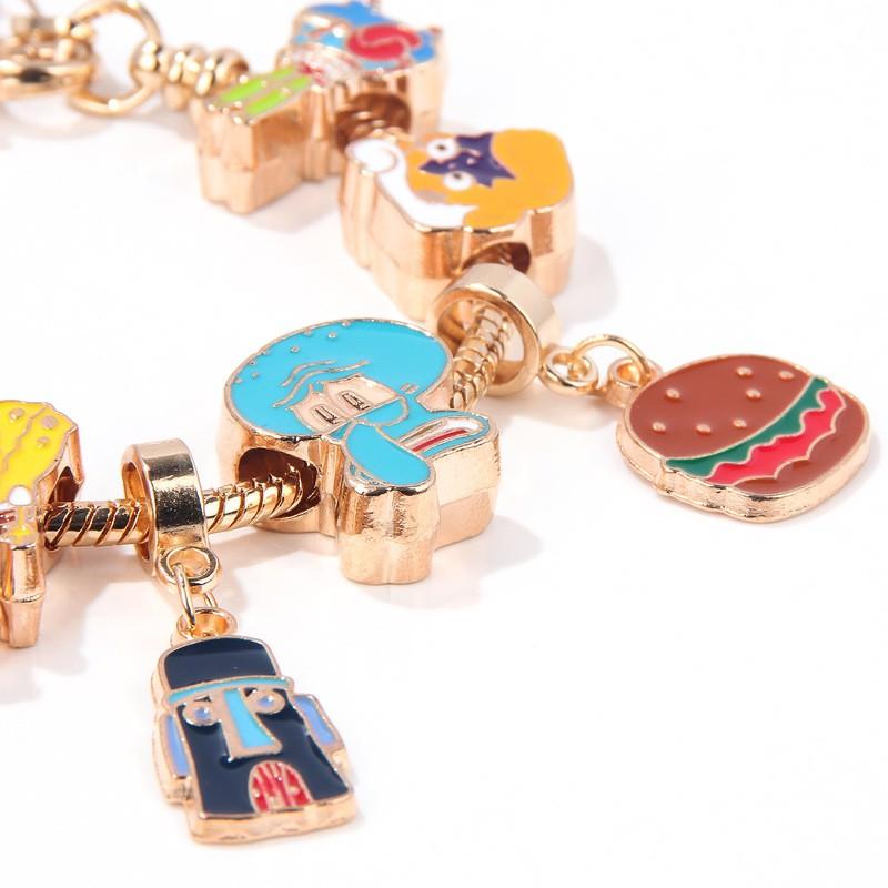 Cartoon Character Alloy Bracelet Kids Adults SpongeBob Patrick DIY Friendship BFF Charm Jewelry