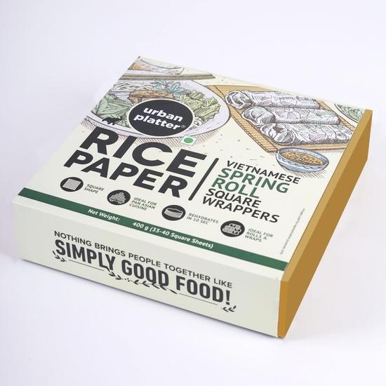 Urban Platter Листы рисовой бумаги квадратные, 400 г (Обертки для вьетнамских спринг-роллов | Без глютена | 22 см каждая | Легко сворачивать)