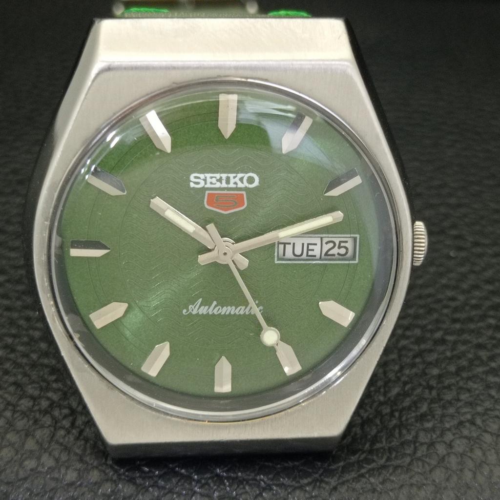 ЯПОНИЯ ВИНТАЖ SEIKO 5 АВТОМАТИЧЕСКИЕ 6309A МУЖСКИЕ ЧАСЫ С ЗЕЛЕНЫМ ЦИФЕРБЛАТОМ a701471-5