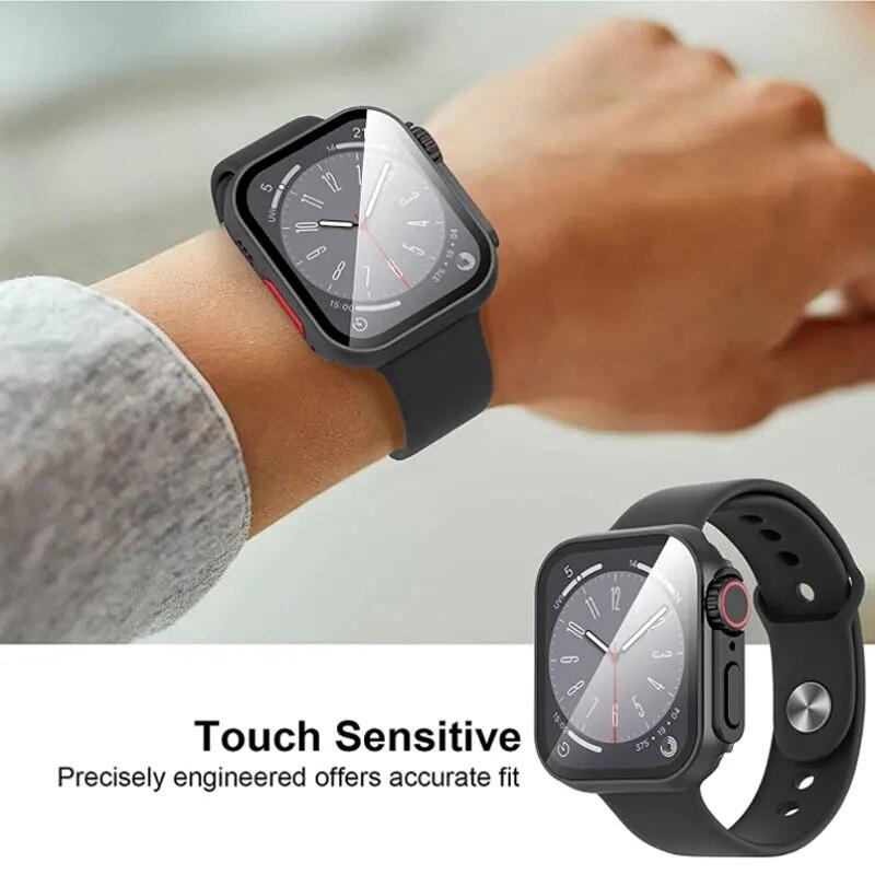 Tempered Glass Screen Protector For Apple Watch Case Series 9 8 7 6 5 4 3 Change To Ultra Iwatch Protective 45mm 44mm 41mm 40mm