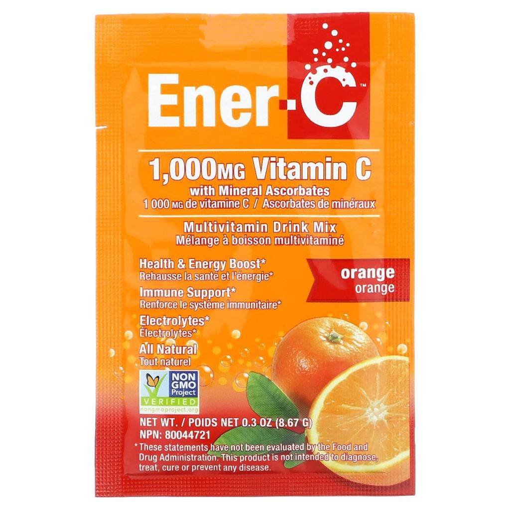Ener-C, Vitamin C, Multivitamin Drink Mix, Orange, 1,000Mg, 30 Packets, 8.67G(0.3Oz) Each