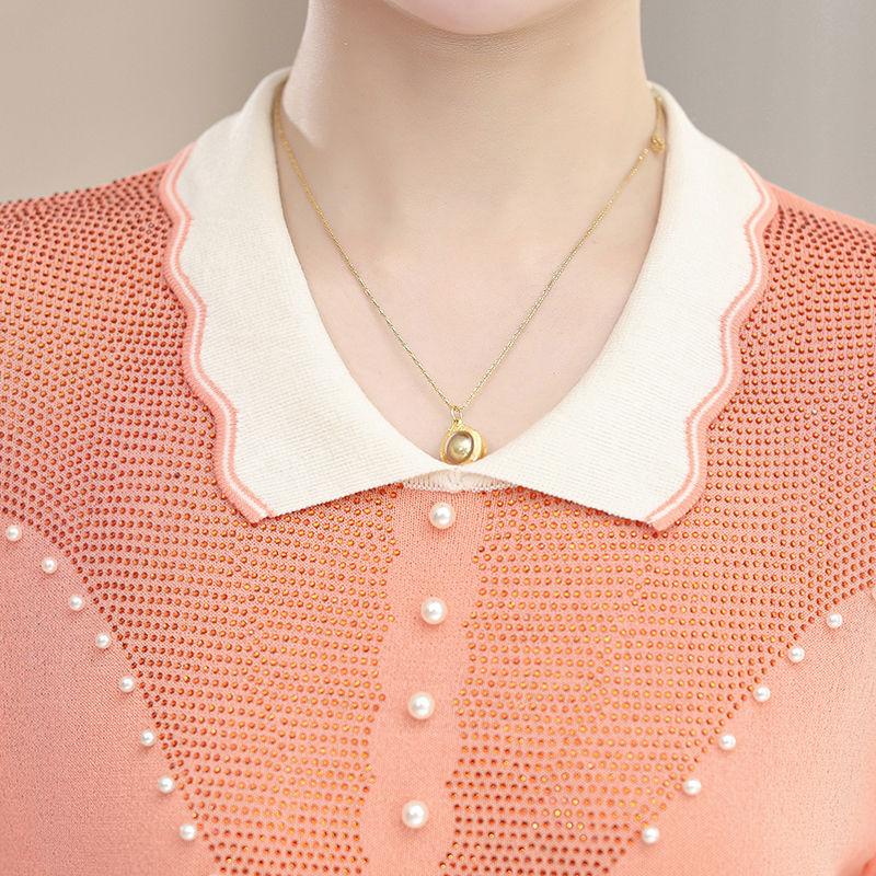 Футболка Mom Summer с короткими рукавами, средний возраст, Ice Silk, женский топ, средний возраст, трикотажная футболка