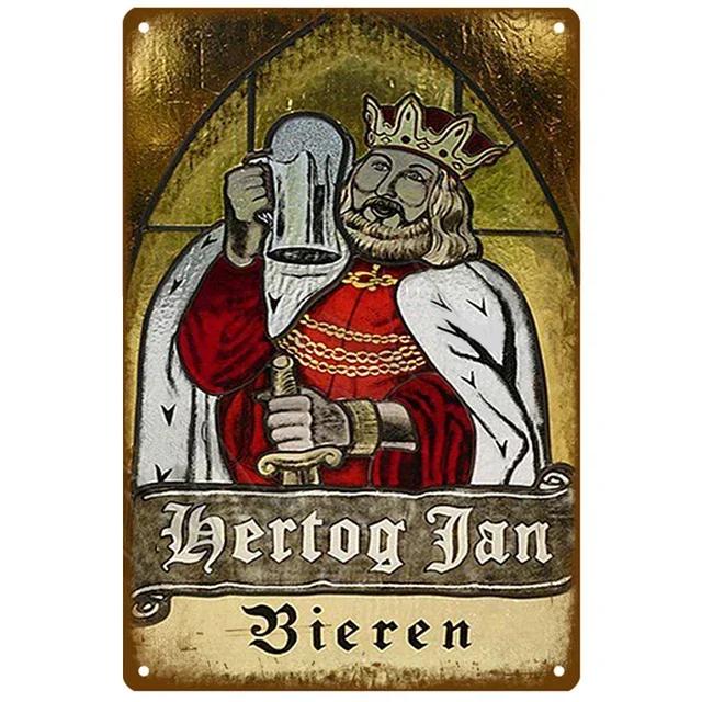 Винтажная металлическая жестяная вывеска с тематикой пива Hertog Jan La Chouffe Ретро Декор на стену от бельгийской пивоварни для бара паба мужской комнаты Рустик Железо P