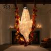 Indoor Party Atmosphere Props Swinging Ghost Outdoor Decor, Large Halloween Hanging with Maple Leaf Battery Operated Lights Vine And Remote