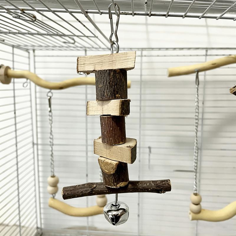 Parrot Suspension Bridge Rest Swing Toy Eco-Friendly Natural Wood Perch Stand for Budgerigar Cockatiel Bird Play Accessory